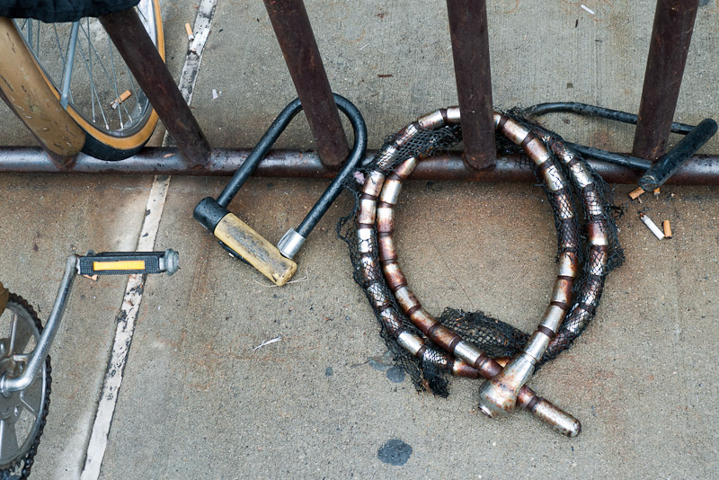 Bike Locks with Gear and Cigarettes